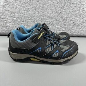 Merrell Shoes  Trail Chaser Hiking Black Blue MK261971 Leather Hook Loop Boys 6M